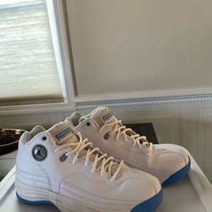 Blue and white jordan’s